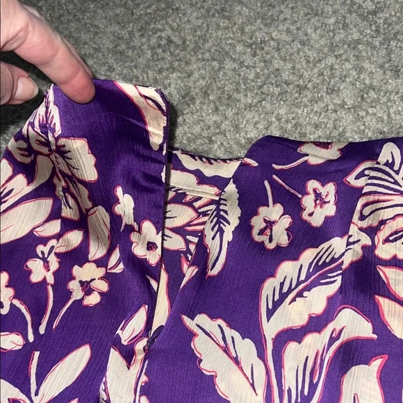 Zara Purple Floral High - Lo Midi Skirt XS - Picture 3 of 4